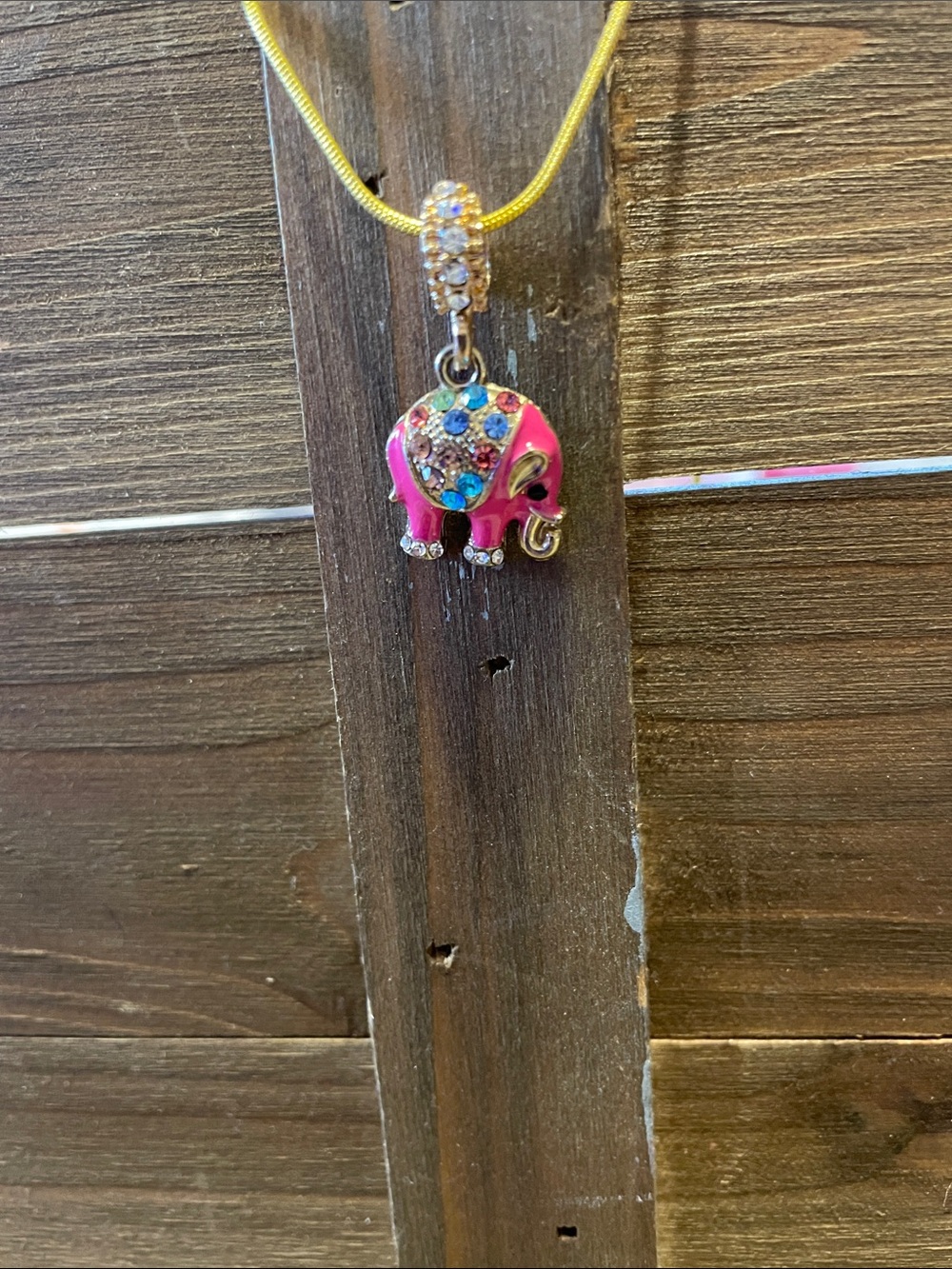 18k gold plated Necklace with Elephant Pendant & Crystal Accents